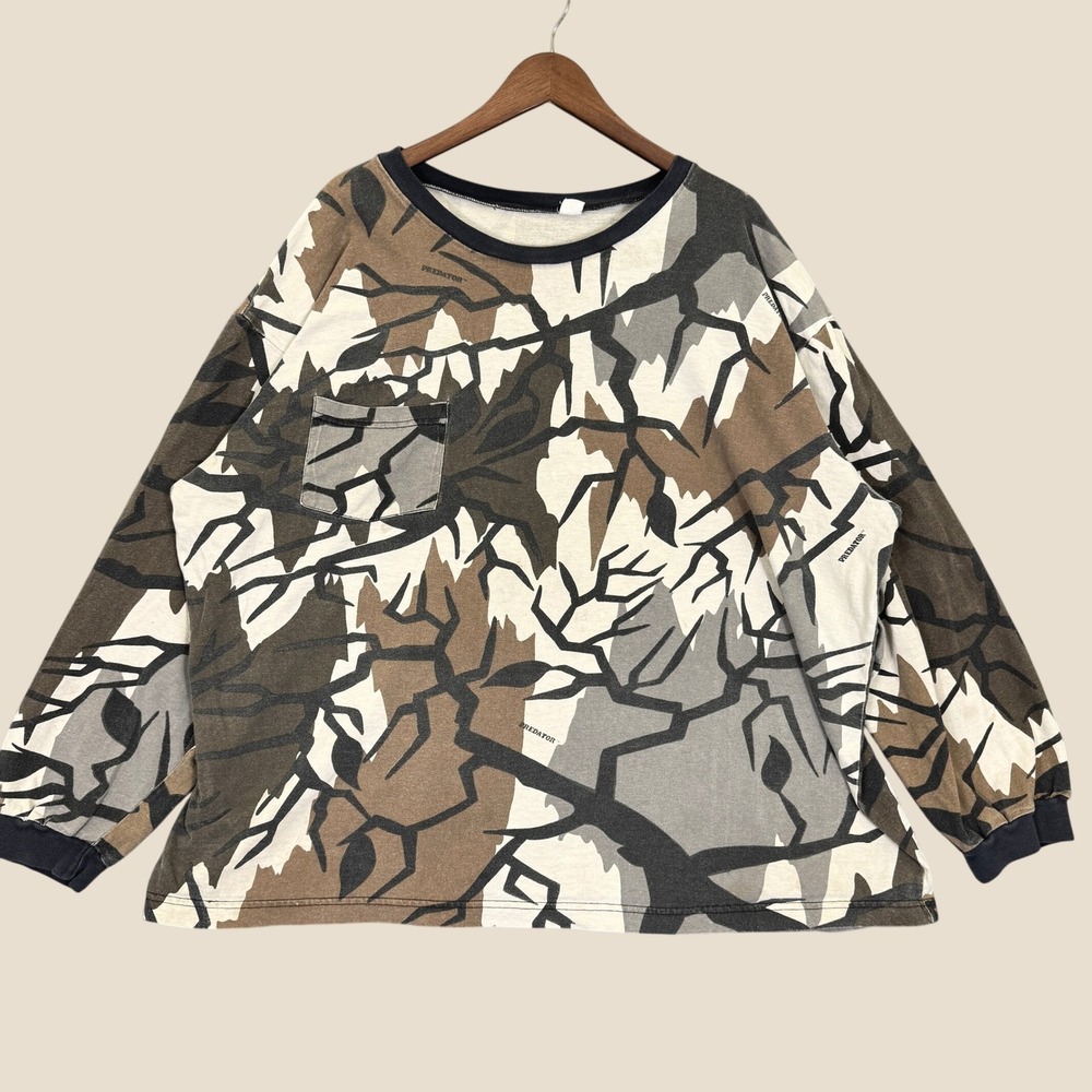 Vintage Predator Camo T-Shirt Men XXXL Brown Fall Deception Hunting Pocket Tee